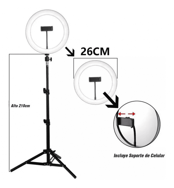 Aro De Luz 26cms Con Trípode Ajustable - Imagen 3